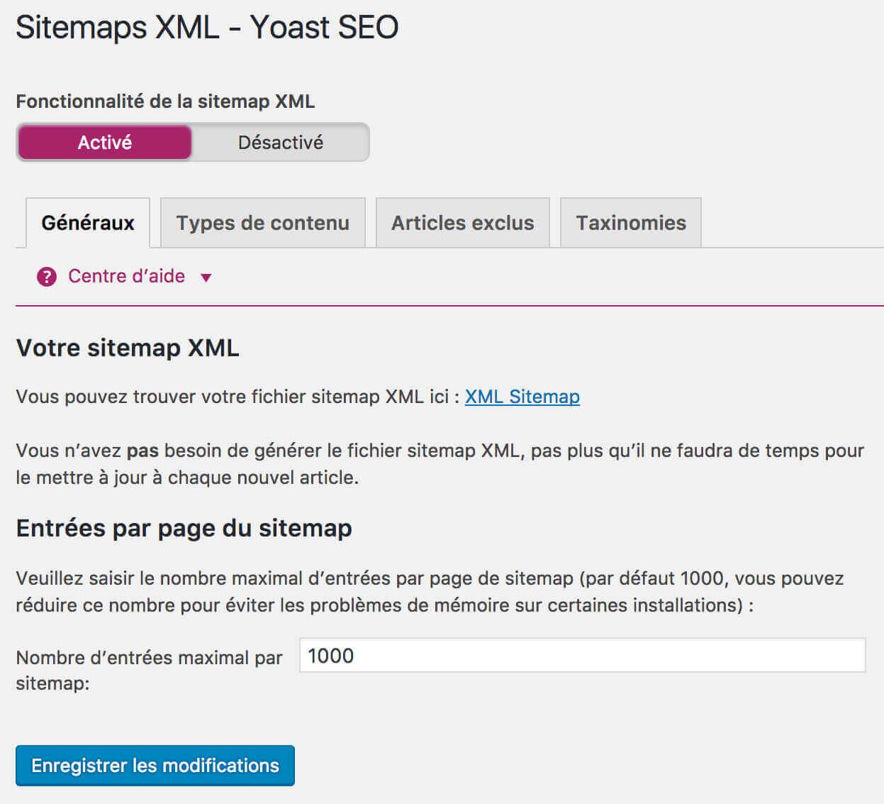 Yoast SEO sitemap XML