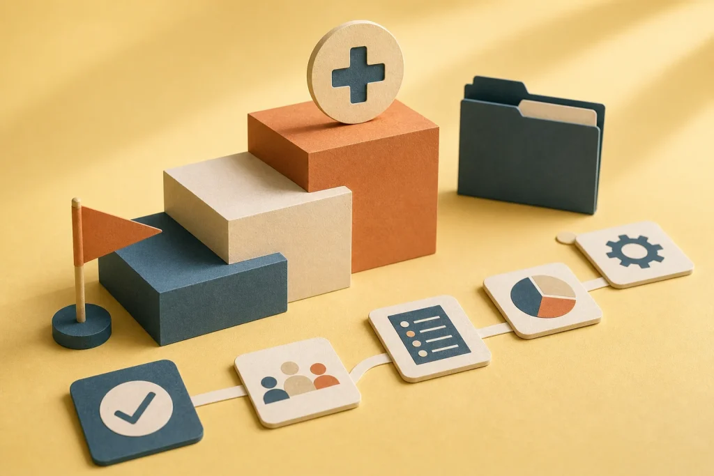 Escalier et parcours papier pour commencer un projet digital santé